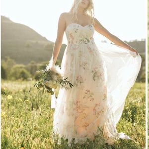 BNWT Beige Floral Tulle Dress (Convertible) - S